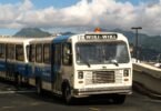 shuttle bus outside airport terminal