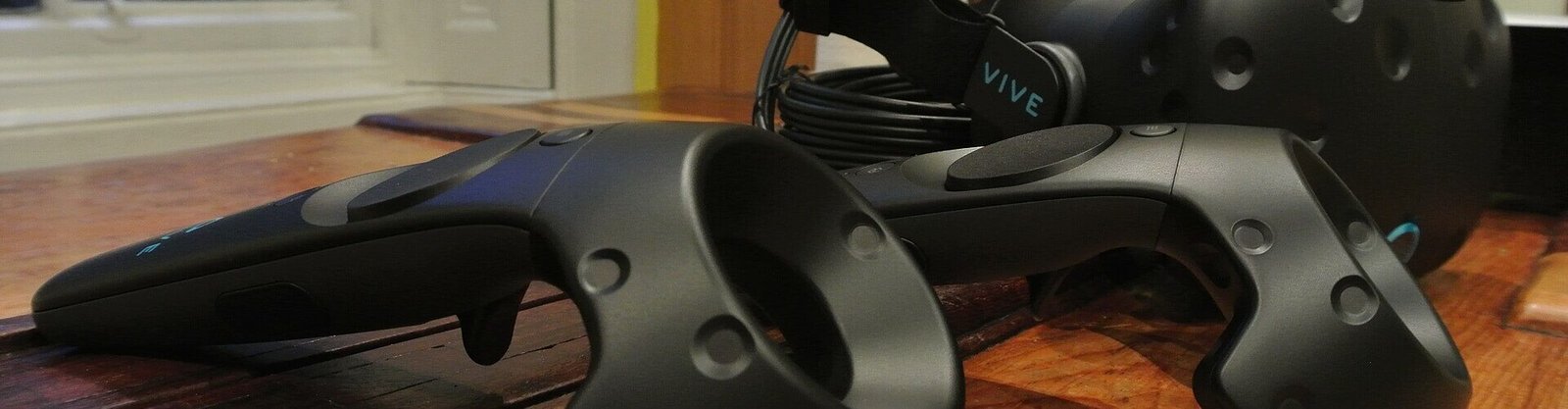 VR headset with controllers