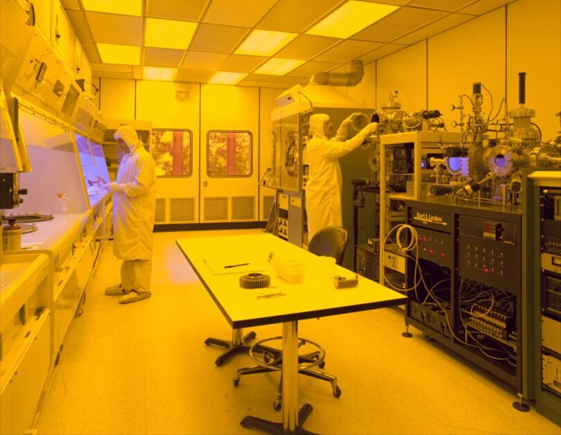Semiconductor fabrication cleanroom with chip manufacturing equipment